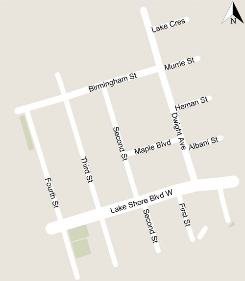 Map showing the location of streets in the project area