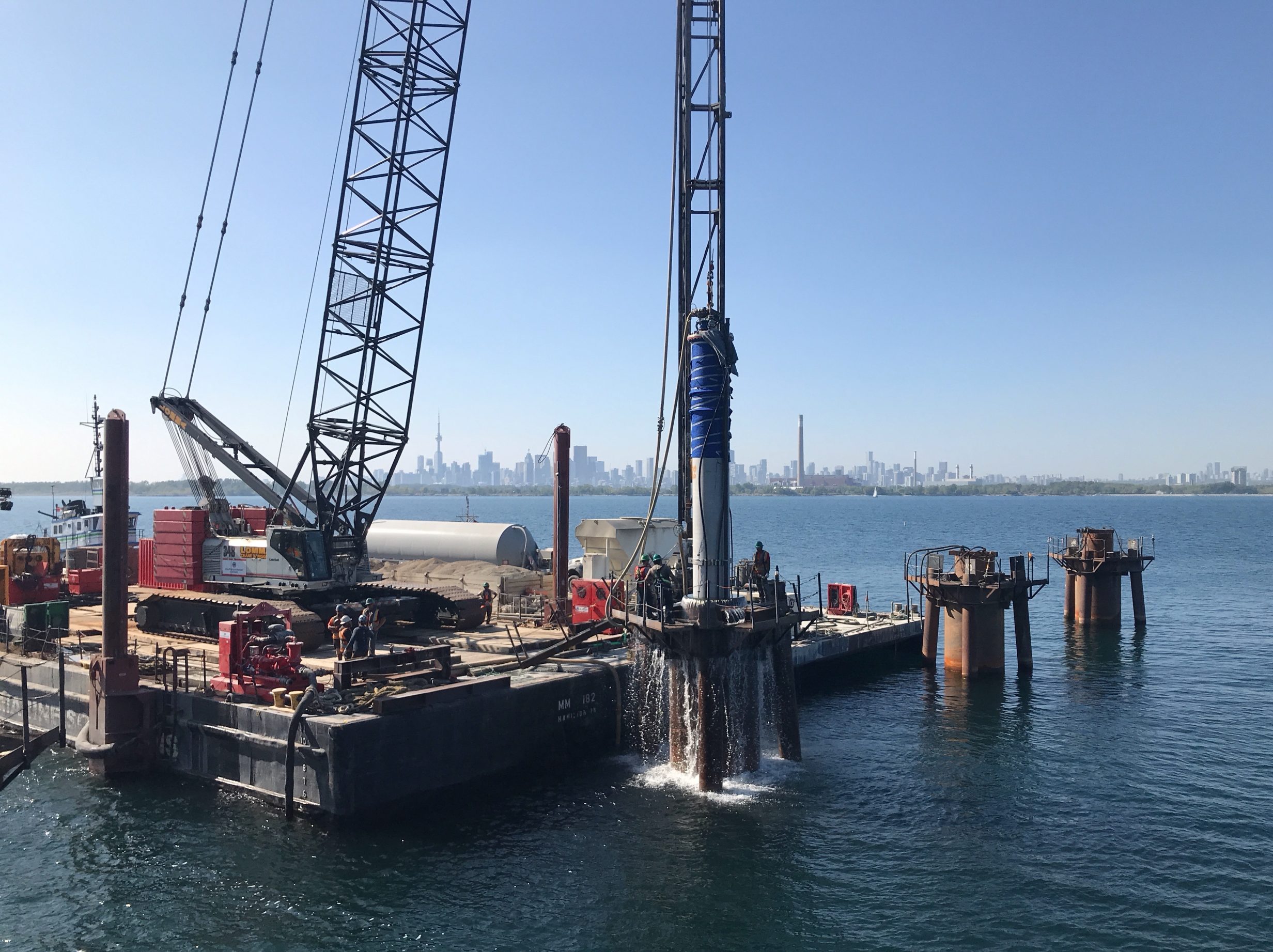 Photo of Ashbridges Bay Treatment Plant Outfall construction riser installation on Lake Ontario