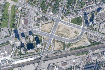 Six Points interchange drone view from August 2021.
