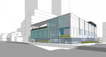 Exterior southwest view of the proposed of building for the Davisville Community & Aquatic Centre