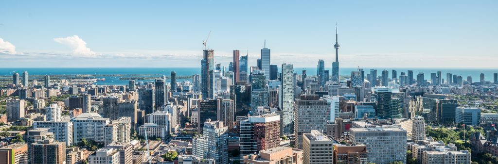 Toronto skyline from north-east view looking south.