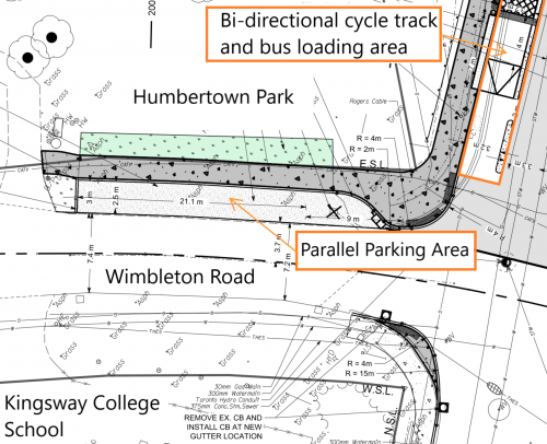 Drawing of planned construction work at Wimbleton Road and Dundas Street West