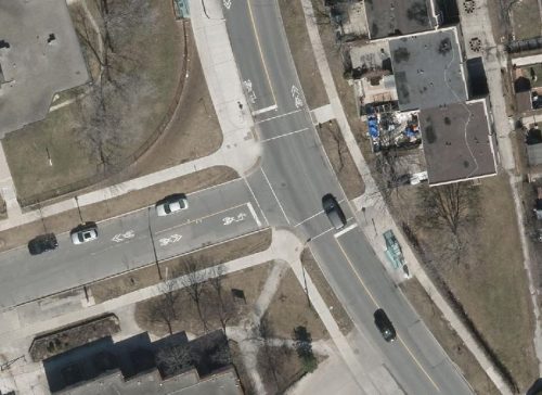 Yorkwood Gate and Driftwood Ave after curb radii reductions as part of the Vision Zero Road Safety Plan