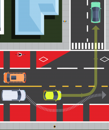 To keep traffic moving, drivers can use the RapidTO lane to get around left turning vehicles.