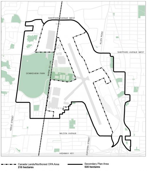 Map of Downsview Area Secondary Plan and Official Plan Amendment application area