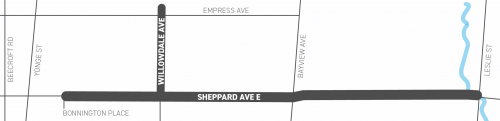 Map of the Project Area is Sheppard Avenue East from Bonnington Place to Leslie Street and Willowdale Avenue from Empress Avenue to Sheppard Avenue. If you require more assistance please contact Aadila Valiallah at Aadila.Valiallah@toronto.ca or 416-338-2985.