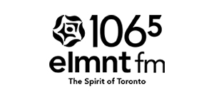 Black and white logo of Element FM
