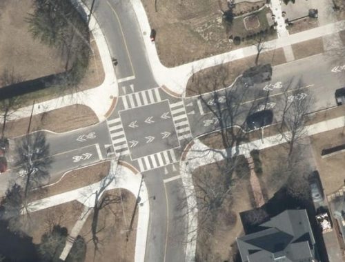 A raised intersection at High Park Blvd and Indian Rd