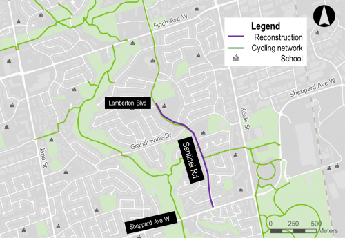 Artistic rendering of raised cycle track at Lamberton Blv - Elia School