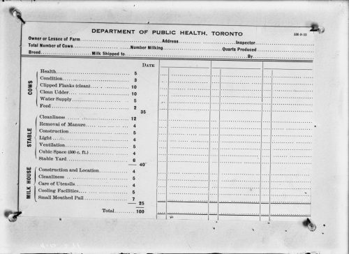 Photograph of blank inspection form