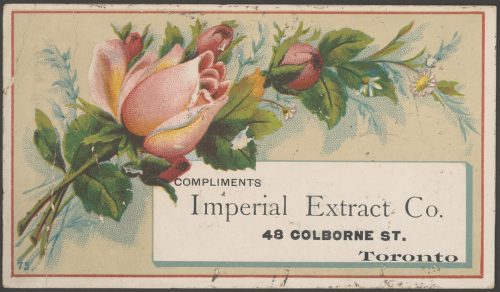 Coloured advertising card depicting flowers