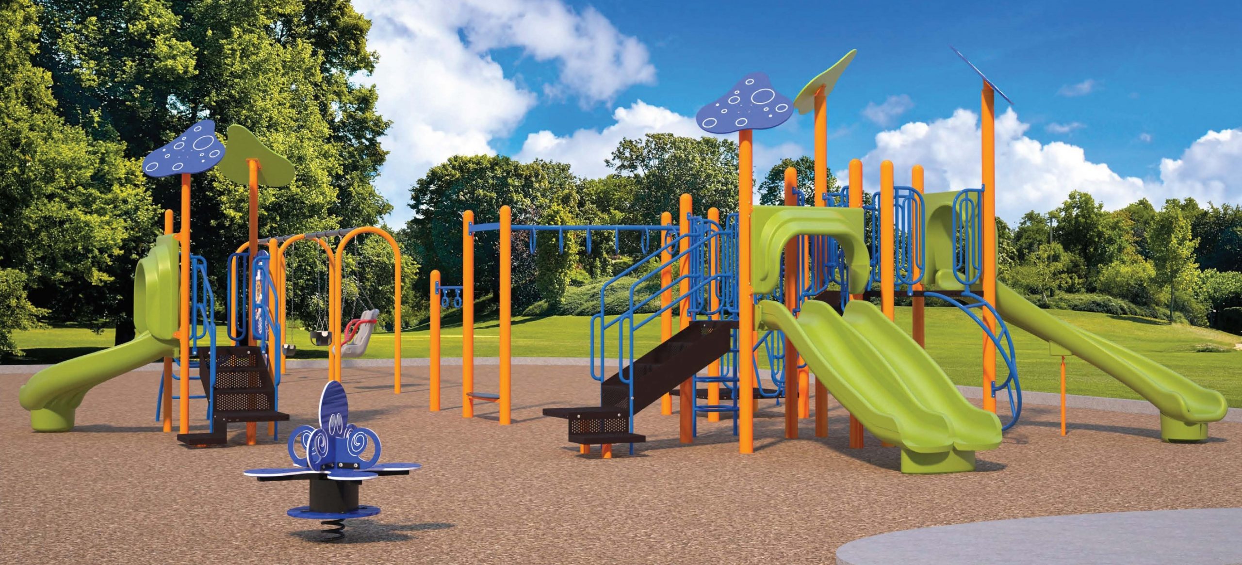 Playground Design B for the Dunlop Park Playground improvements, with features as described below.