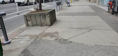 Image of current sidewalk condition on Bloor Street West. Please contact Paul Martin for more information at paul.martin@toronto.ca