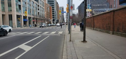Image of existing TTC bus stop at Bloor Street West and Bedford Street on south side. Please contact Paul Martin for more information at paul.martin@toronto.ca