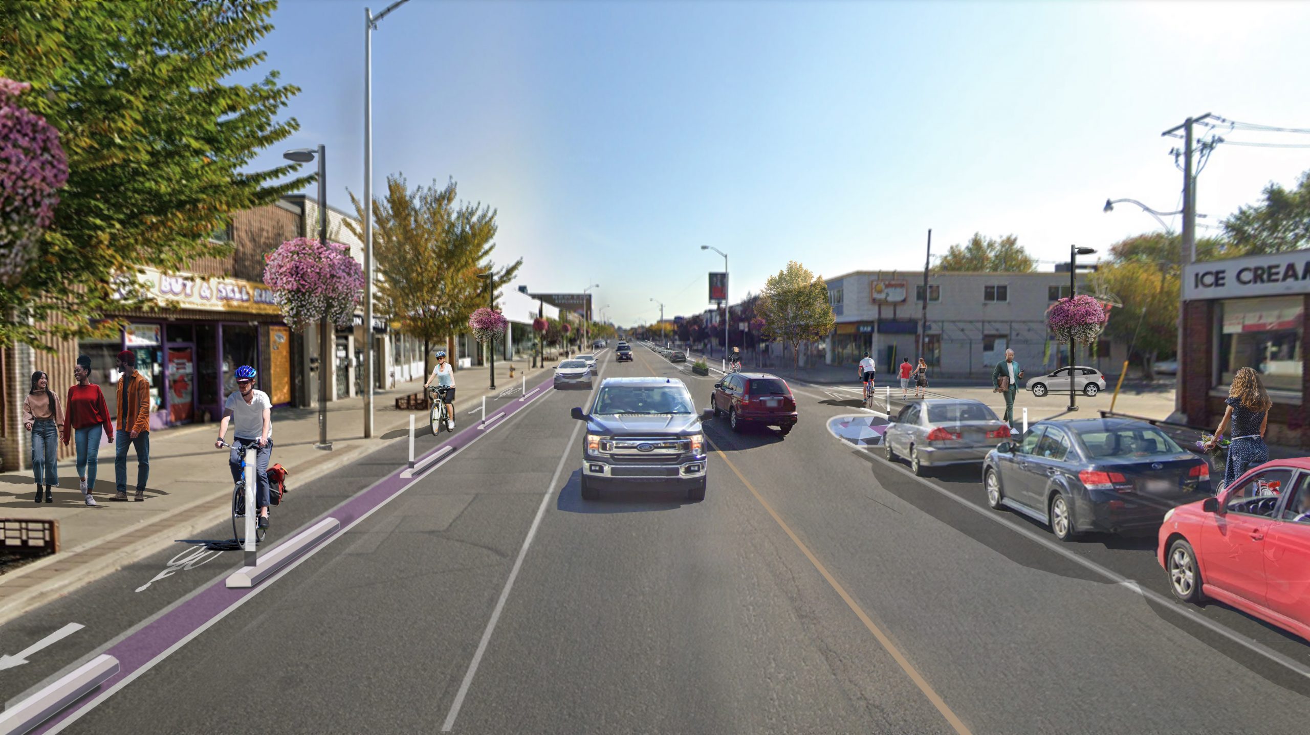 image - artist rendering of Danforth Avenue Complete Streets.