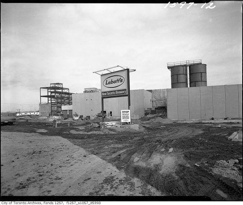 Photograph of construction of Labatt's Brewery building