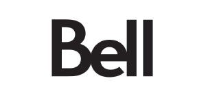Black and white Bell media logo