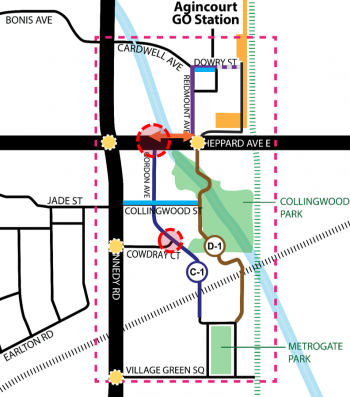 Map of recommended solutions in Southwest Agincourt