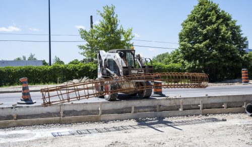 Images of construction at 416-392-0472 or kqqr@toronto.ca the King Queen Queensway Roncesvalles intersection. For more information please contact Michael Vieira at 416 392 0472 or kqqr@toronto.ca