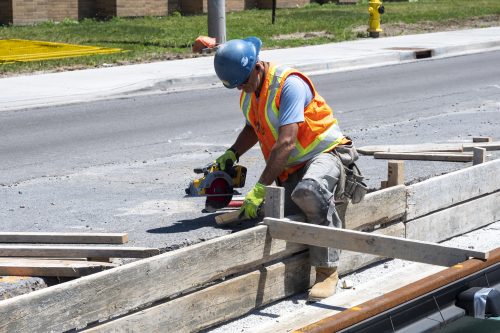 Images of construction at 416-392-0472 or kqqr@toronto.ca the King Queen Queensway Roncesvalles intersection. For more information please contact Michael Vieira at 416 392 0472 or kqqr@toronto.ca