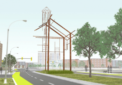 Rendering of The Heights, public artwork