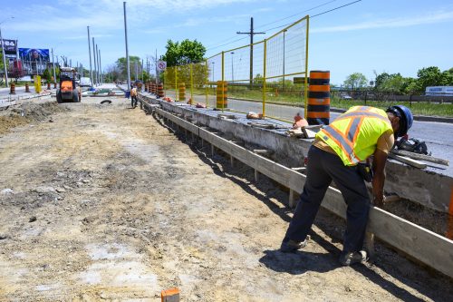 Images of construction at 416-392-0472 or kqqr@toronto.ca the King Queen Queensway Roncesvalles intersection. For more information please contact Michael Vieira at 416 392 0472 or kqqr@toronto.ca