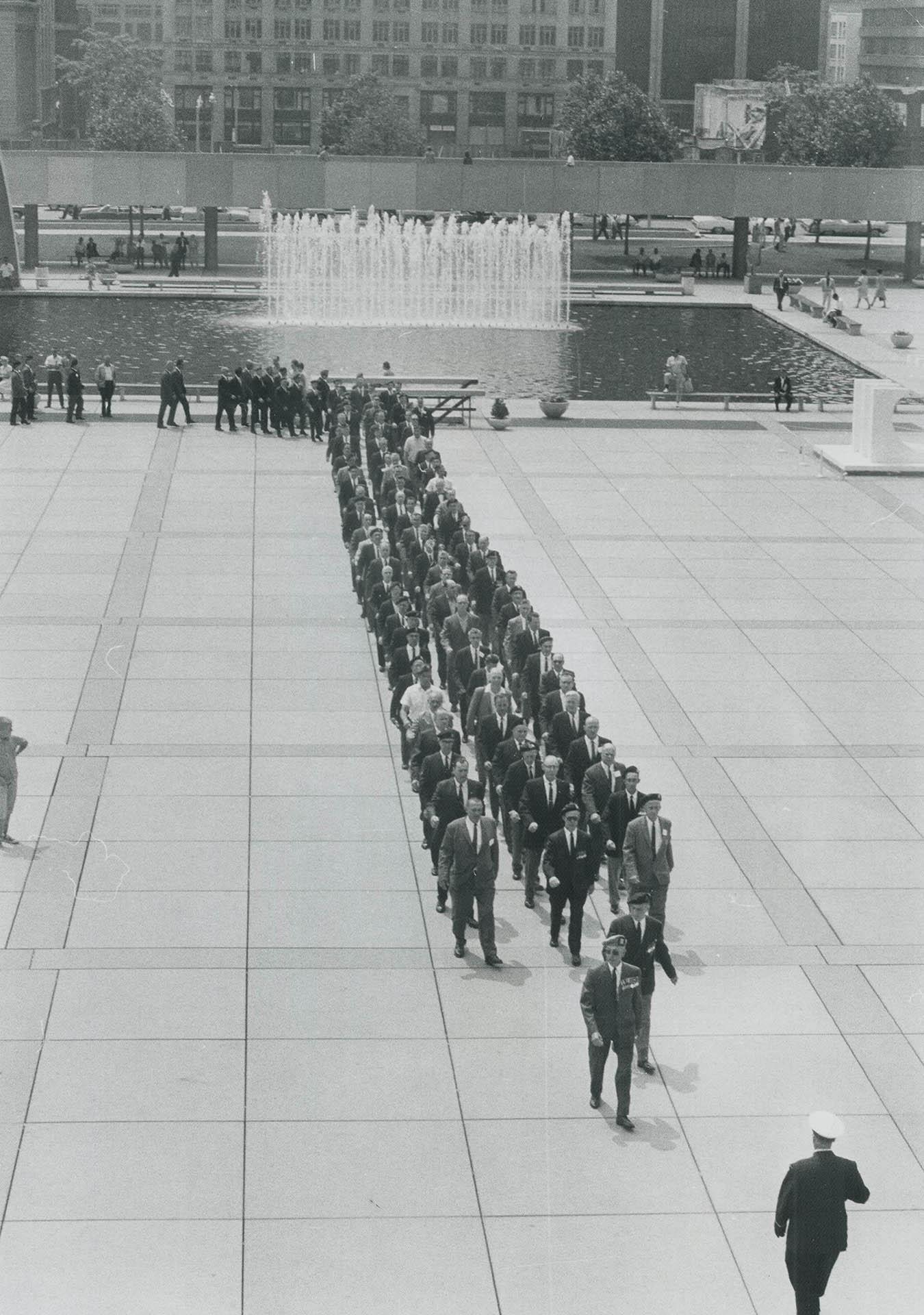 Prisoners of War taken at Dieppe march on Nathan Phillips Square