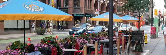 Toronto CafeTO outside setup with patron seating.