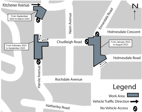 2023 Road closure map for Harvie Chudleigh Kitchener Ennerdale area