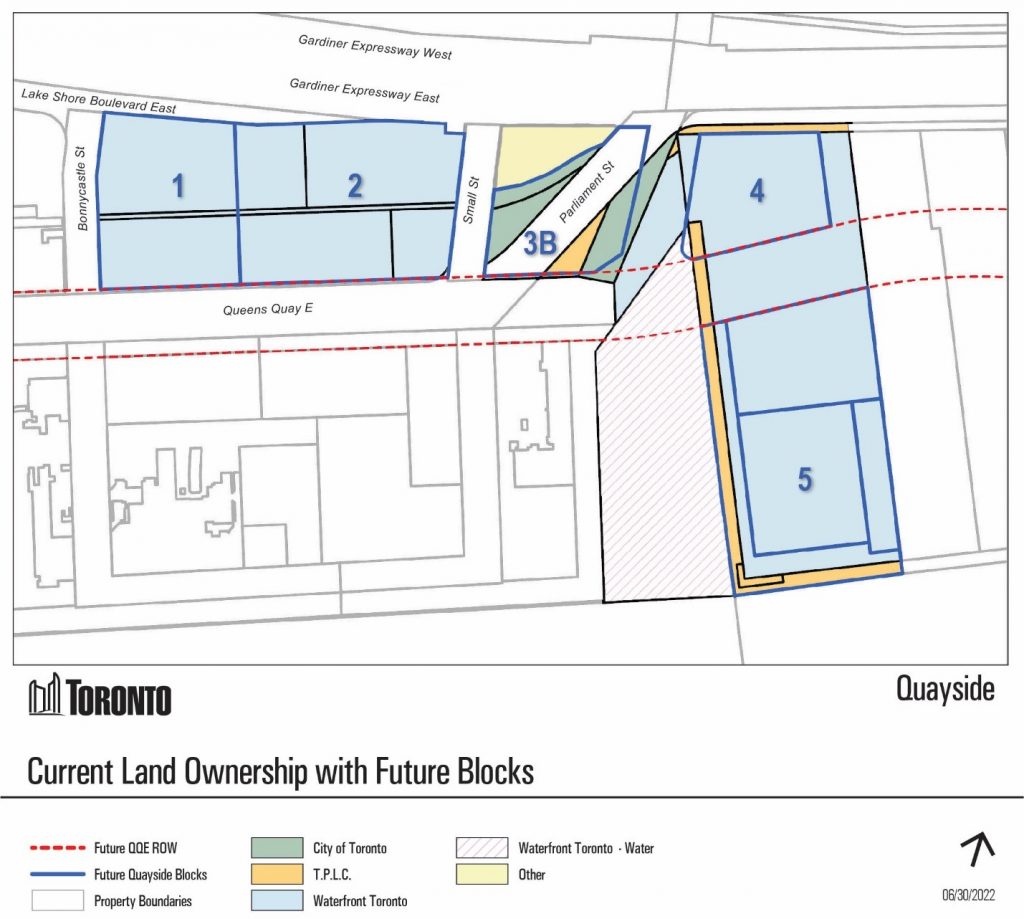 Quayside Current Land Ownership with Future Blocks Labelled