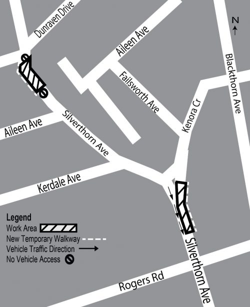 2023 road closure map for Silverthorn Dunraven Kenora area