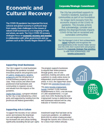 Economic and Cultural Recovery information sheet