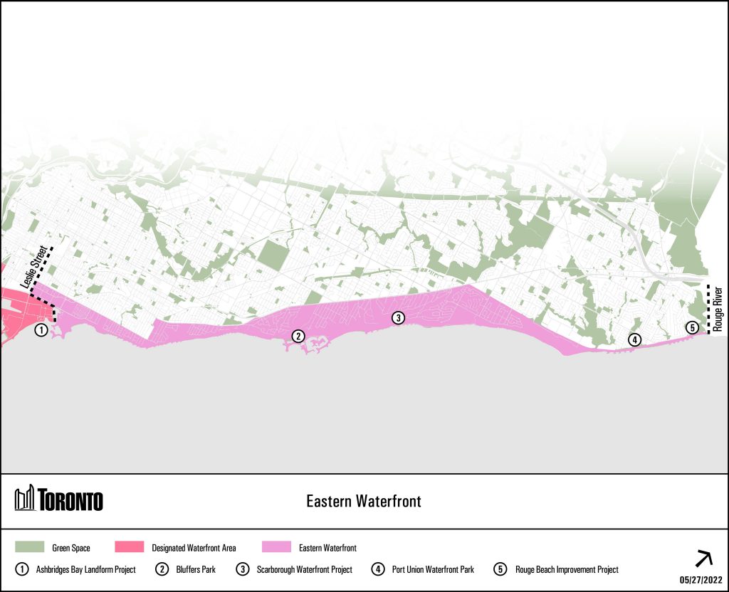 Map of Eastern Waterfront and related projects