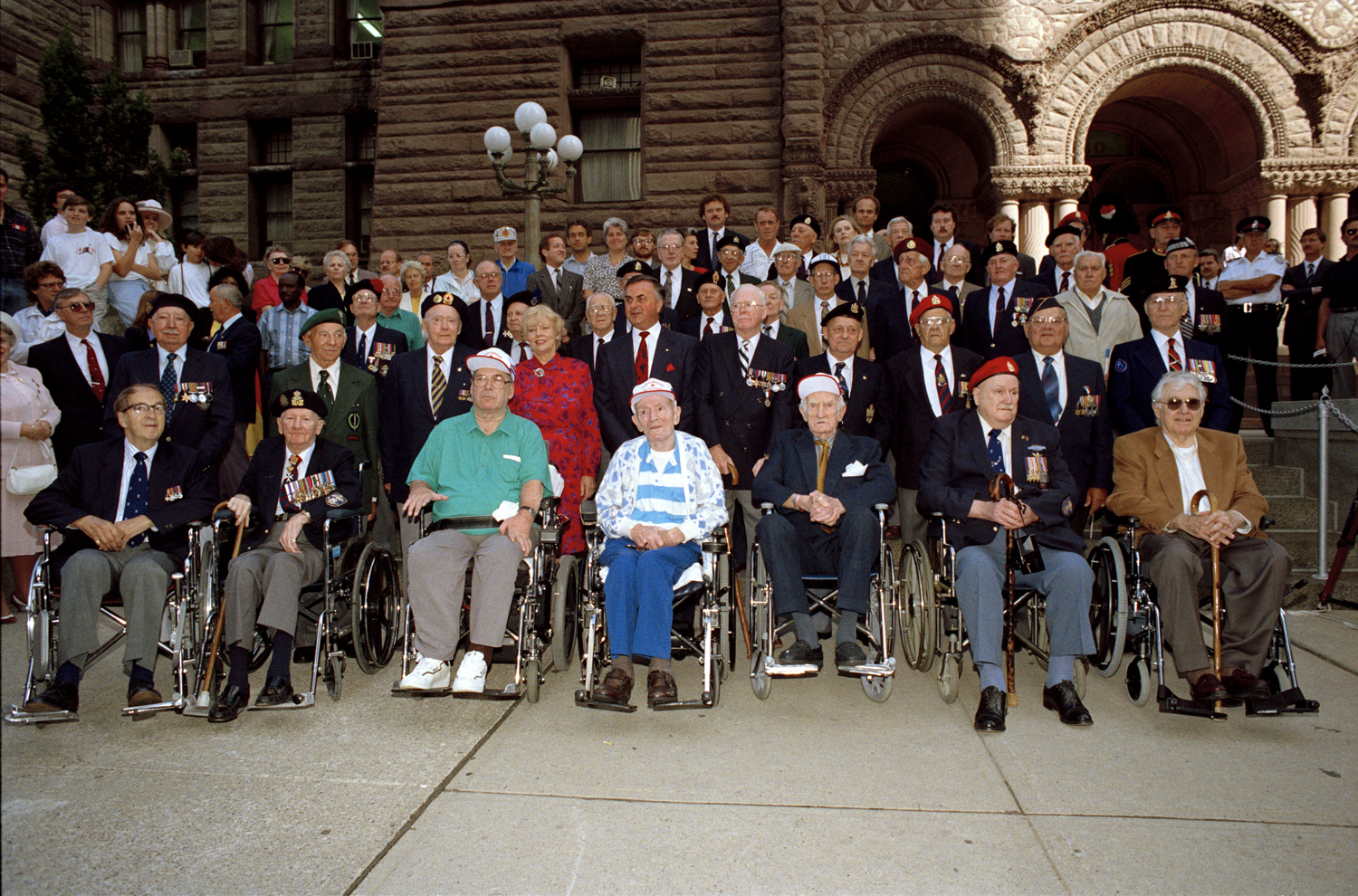 Veterans and guests gather with then Governor General (Rt. Hon. Ramon John Hnatyshyn) and then Mayor June Rowlands.