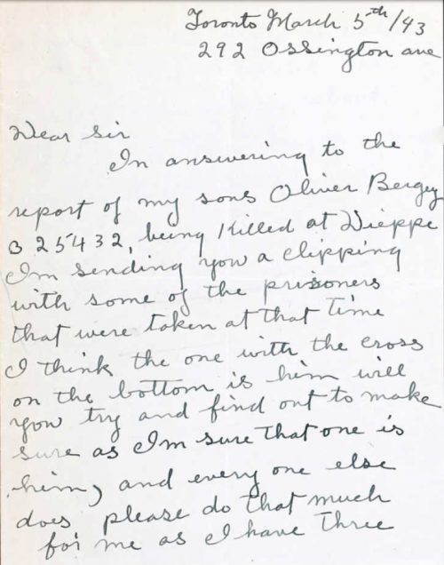 Image of a letter written by Bergey