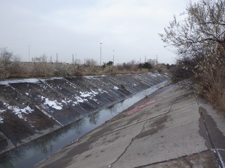 Image of problem area in Mimico Creek. Please contact Tracy Manolakakis at 416 392 2990 or mimicocreek@toronto.ca