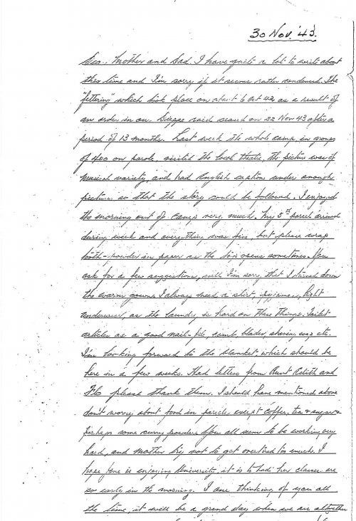 An image of a letter that John Housser wrote home