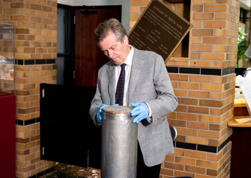 Mayor John Tory opening time capsule