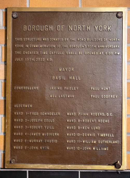 North York 50th Anniversary Time Plaque