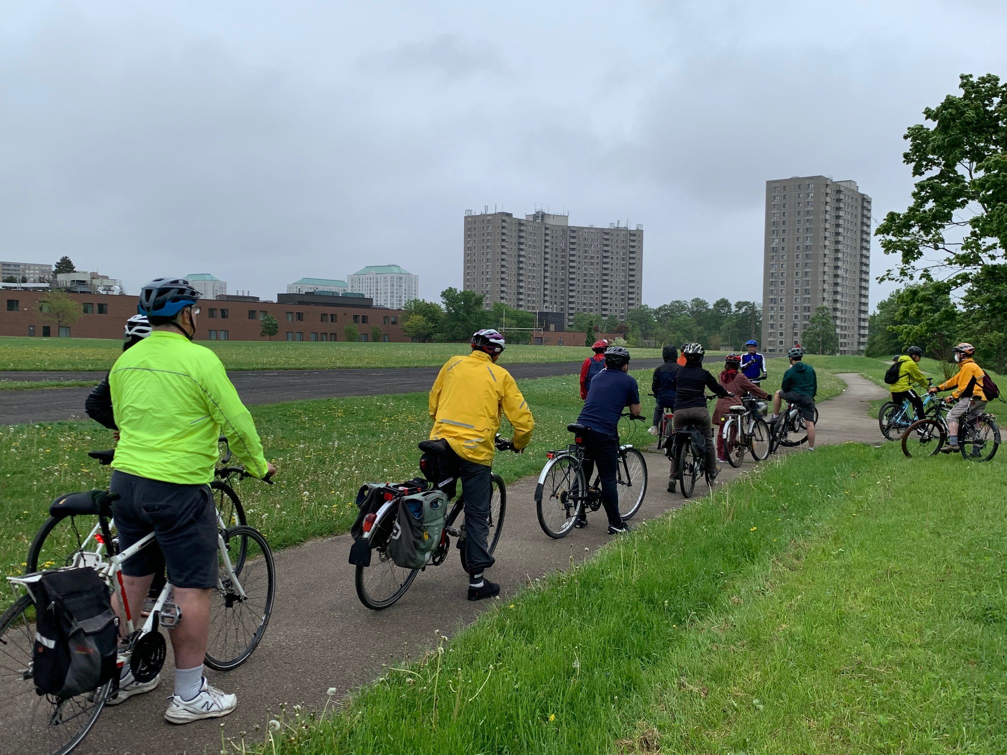 A group of cyclists in Scarborough.