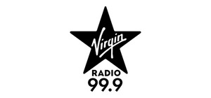 Black and white logo of Virgin Radio 99.9
