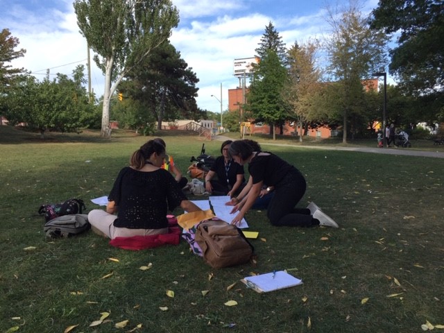 Review of plans with the Cedarvale Upper Village Community Association on September 21, 2022 as part of eglintonTOday stakeholder site walks.