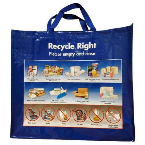 Reusable bag with handles to collect and carry recycling