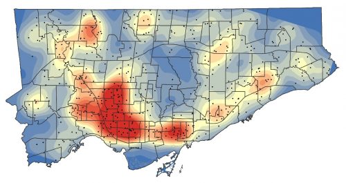 Figure 1: Fires with Loss in Residential Homes (with neighbourhood boundaries)