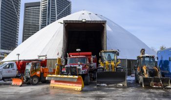 Various snow clearing equipment parked