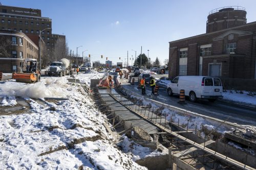 Image of the King Street West, The Queensway, Queen Street West and Roncesvalles Avenue Construction. Please contact Mark De Miglio at kqqr@toronto.ca or 416 392 3074