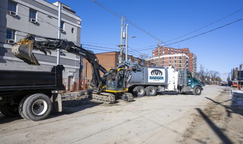 Image of the King Street West, The Queensway, Queen Street West and Roncesvalles Avenue Construction. Please contact Mark De Miglio at kqqr@toronto.ca or 416 392 3074