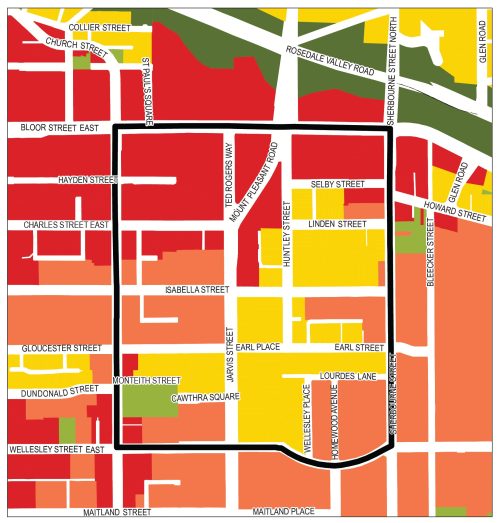 The boundaries of the Upper Jarvis Neighbourhoods Study