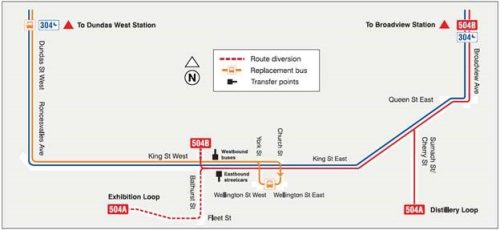 Map of TTC routes through KQQR area. Please contact kqqr@toronto.ca or 416 395 7178 for more information.