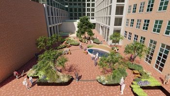 Artist rendering of new park at 254 King St. E.